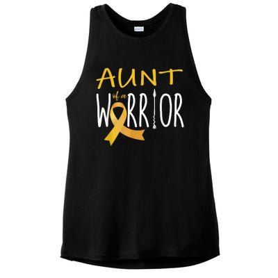 Childhood Cancer Awareness Aunt Of A Warrior Ladies PosiCharge Tri-Blend Wicking Tank