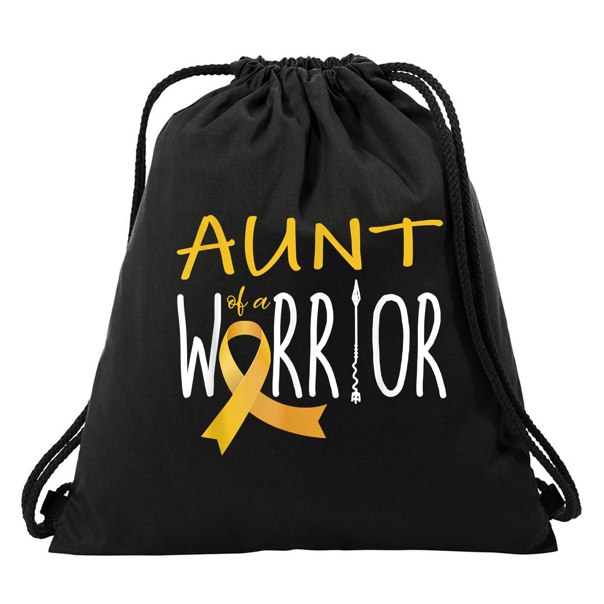 Childhood Cancer Awareness Aunt Of A Warrior Drawstring Bag