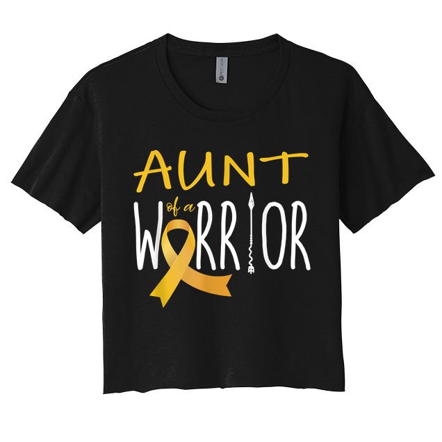 Childhood Cancer Awareness Aunt Of A Warrior Women's Crop Top Tee
