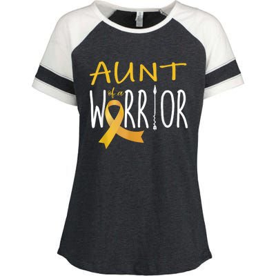 Childhood Cancer Awareness Aunt Of A Warrior Enza Ladies Jersey Colorblock Tee