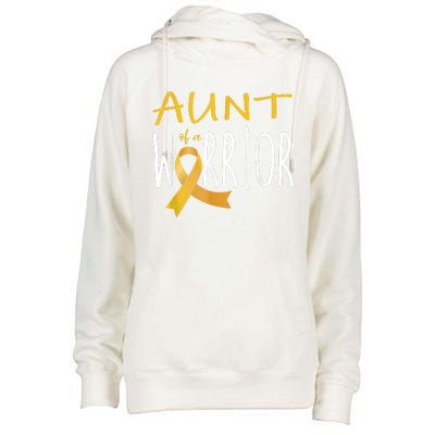 Childhood Cancer Awareness Aunt Of A Warrior Womens Funnel Neck Pullover Hood