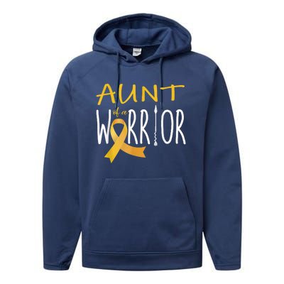 Childhood Cancer Awareness Aunt Of A Warrior Performance Fleece Hoodie