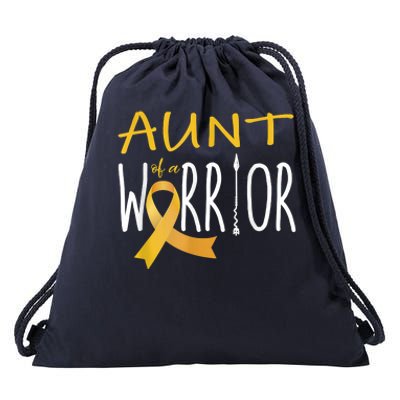 Childhood Cancer Awareness Aunt Of A Warrior Drawstring Bag