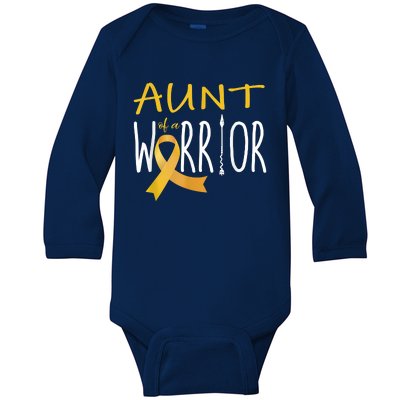 Childhood Cancer Awareness Aunt Of A Warrior Baby Long Sleeve Bodysuit