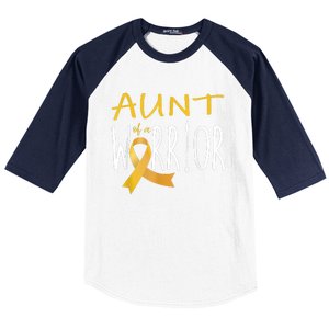 Childhood Cancer Awareness Aunt Of A Warrior Baseball Sleeve Shirt