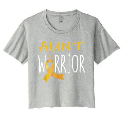 Childhood Cancer Awareness Aunt Of A Warrior Women's Crop Top Tee