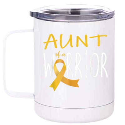 Childhood Cancer Awareness Aunt Of A Warrior 12 oz Stainless Steel Tumbler Cup