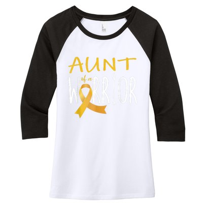 Childhood Cancer Awareness Aunt Of A Warrior Women's Tri-Blend 3/4-Sleeve Raglan Shirt