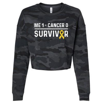 Childhood Cancer Awareness Ribbon Survivor Remission Cool Gift Cropped Pullover Crew