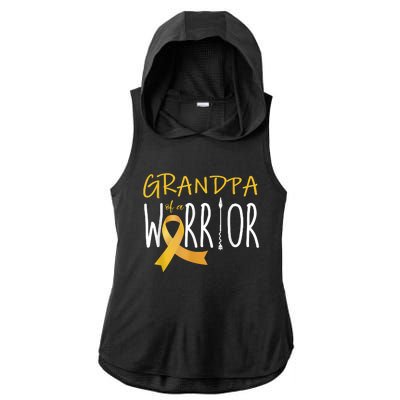 Childhood Cancer Awareness Grandpa Of A Warrior Ladies PosiCharge Tri-Blend Wicking Draft Hoodie Tank