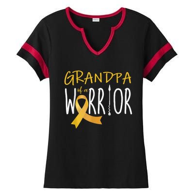 Childhood Cancer Awareness Grandpa Of A Warrior Ladies Halftime Notch Neck Tee