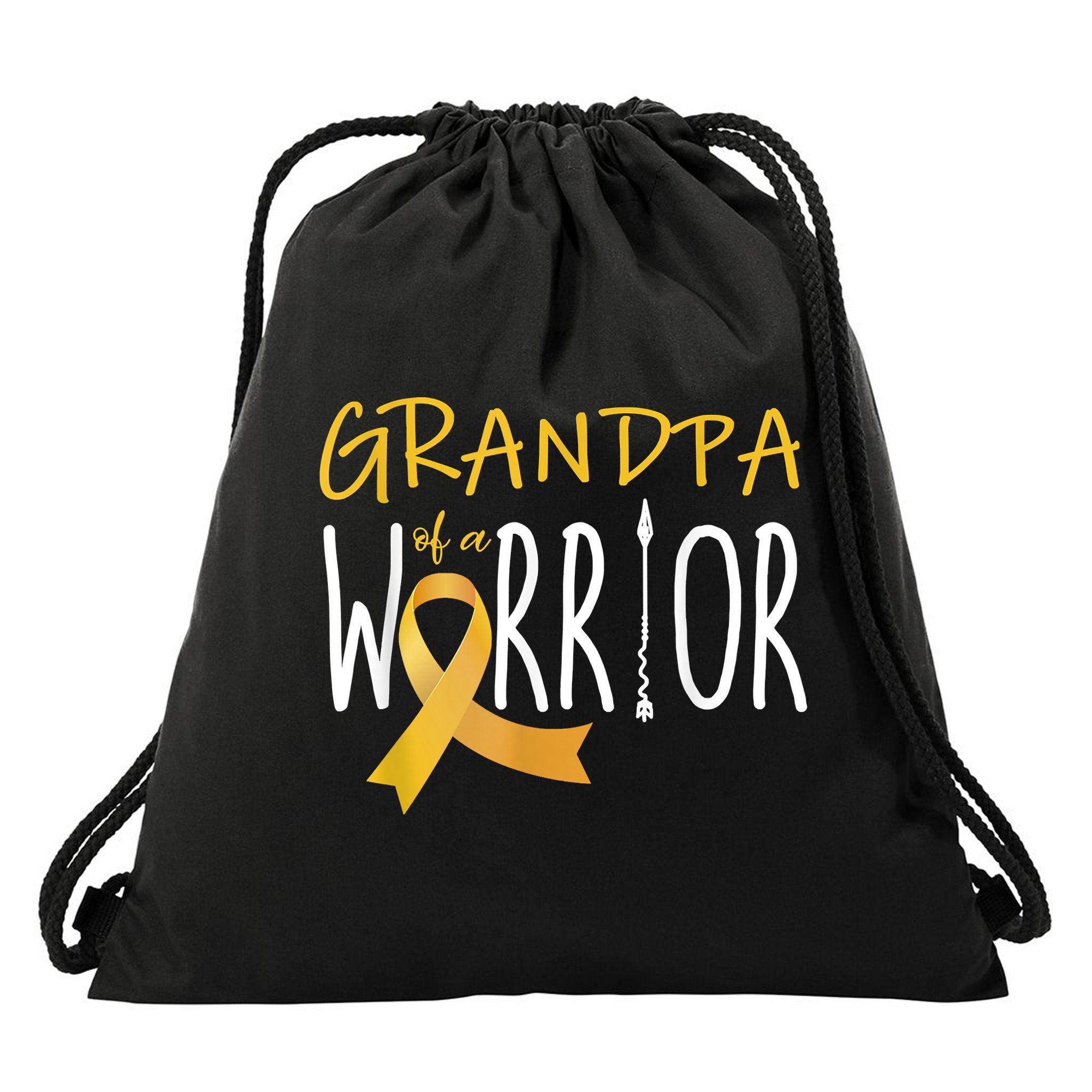 Childhood Cancer Awareness Grandpa Of A Warrior Drawstring Bag