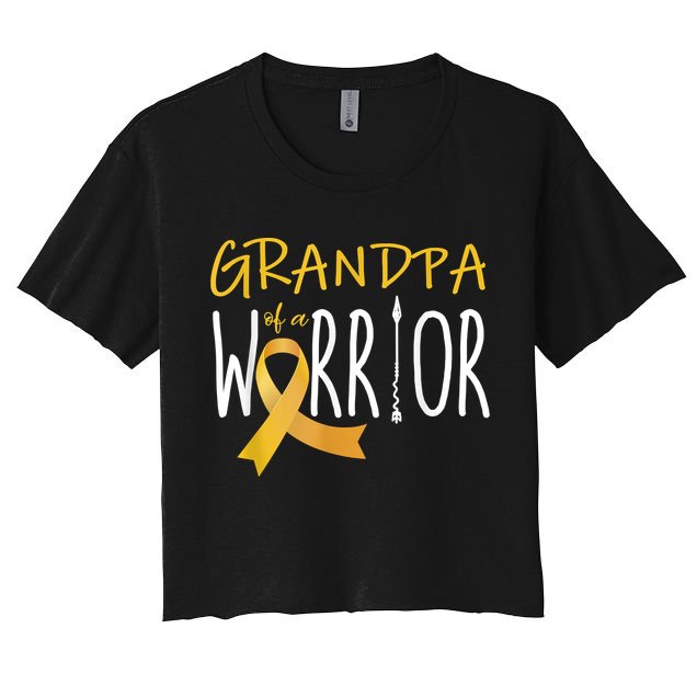 Childhood Cancer Awareness Grandpa Of A Warrior Women's Crop Top Tee