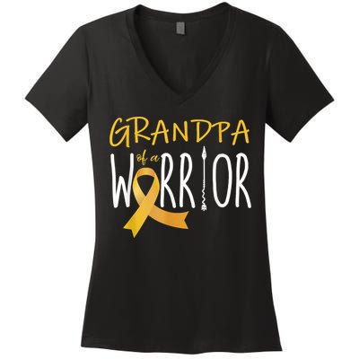 Childhood Cancer Awareness Grandpa Of A Warrior Women's V-Neck T-Shirt