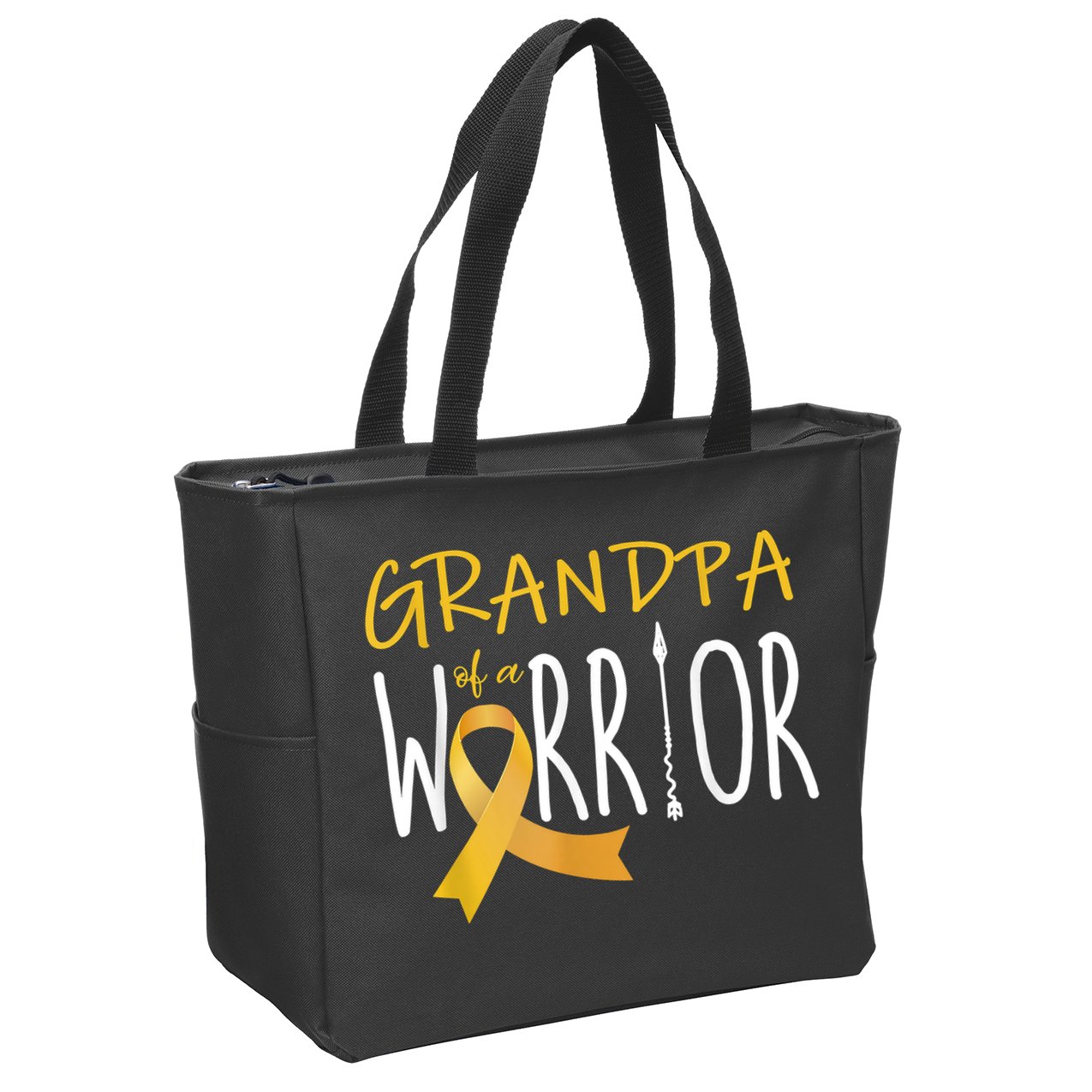 Childhood Cancer Awareness Grandpa Of A Warrior Zip Tote Bag