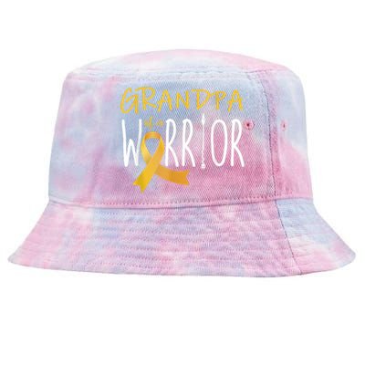 Childhood Cancer Awareness Grandpa Of A Warrior Tie-Dyed Bucket Hat