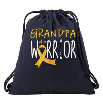 Childhood Cancer Awareness Grandpa Of A Warrior Drawstring Bag