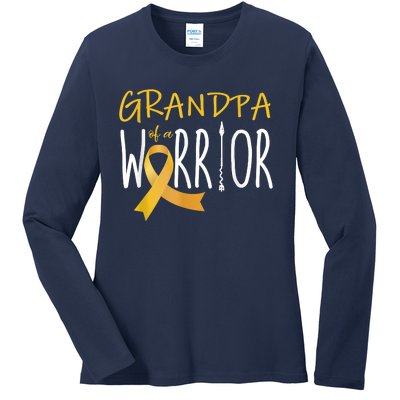 Childhood Cancer Awareness Grandpa Of A Warrior Ladies Long Sleeve Shirt