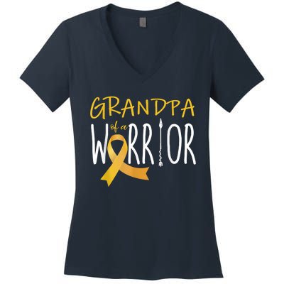 Childhood Cancer Awareness Grandpa Of A Warrior Women's V-Neck T-Shirt