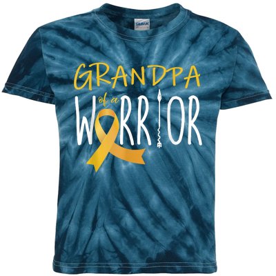 Childhood Cancer Awareness Grandpa Of A Warrior Kids Tie-Dye T-Shirt