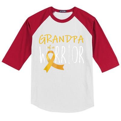 Childhood Cancer Awareness Grandpa Of A Warrior Kids Colorblock Raglan Jersey