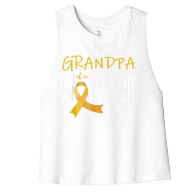 Childhood Cancer Awareness Grandpa Of A Warrior Women's Racerback Cropped Tank