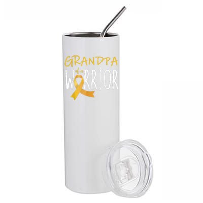 Childhood Cancer Awareness Grandpa Of A Warrior Stainless Steel Tumbler