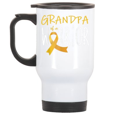 Childhood Cancer Awareness Grandpa Of A Warrior Stainless Steel Travel Mug