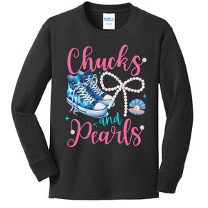 Cute Chucks And Pearls Black History Proud Women Mother Girl Kids Long Sleeve Shirt