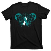 Cervical Cancer Awareness Support TealWhite Ribbon T-Shirt