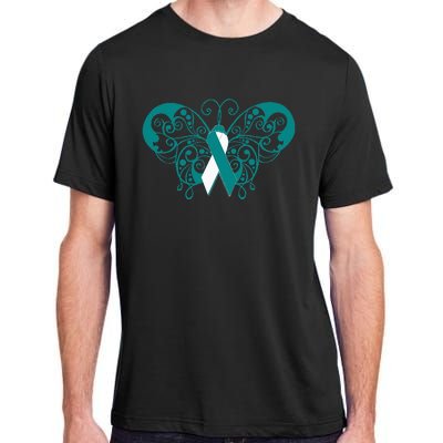 Cervical Cancer Awareness Support TealWhite Ribbon Adult ChromaSoft Performance T-Shirt