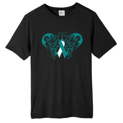 Cervical Cancer Awareness Support TealWhite Ribbon Tall Fusion ChromaSoft Performance T-Shirt