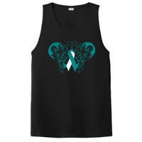 Cervical Cancer Awareness Support TealWhite Ribbon PosiCharge Competitor Tank