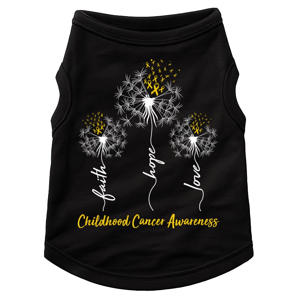 Childhood Cancer Awareness Faith Love Hope Dandelions Yellow Ribbons Doggie Tank