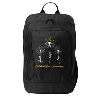 Childhood Cancer Awareness Faith Love Hope Dandelions Yellow Ribbons City Backpack