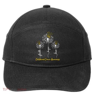 Childhood Cancer Awareness Faith Love Hope Dandelions Yellow Ribbons 7-Panel Snapback Hat