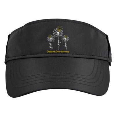 Childhood Cancer Awareness Faith Love Hope Dandelions Yellow Ribbons Adult Drive Performance Visor