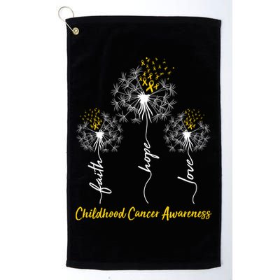 Childhood Cancer Awareness Faith Love Hope Dandelions Yellow Ribbons Golf Towel