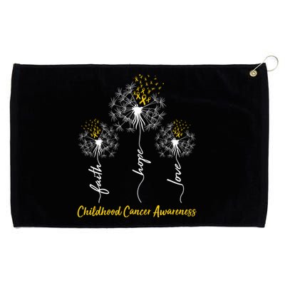 Childhood Cancer Awareness Faith Love Hope Dandelions Yellow Ribbons Grommeted Golf Towel