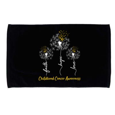 Childhood Cancer Awareness Faith Love Hope Dandelions Yellow Ribbons Microfiber Hand Towel