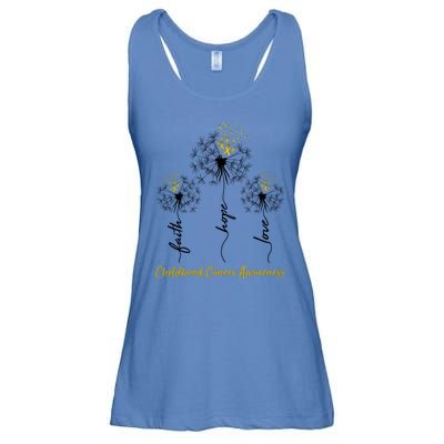 Childhood Cancer Awareness Faith Love Hope Dandelions Yellow Ribbons Ladies Essential Flowy Tank