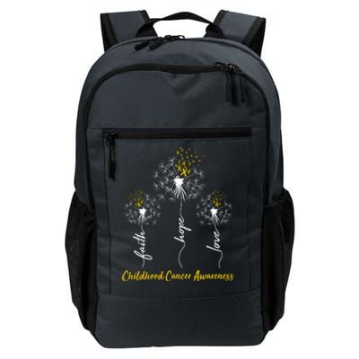 Childhood Cancer Awareness Faith Love Hope Dandelions Yellow Ribbons Daily Commute Backpack