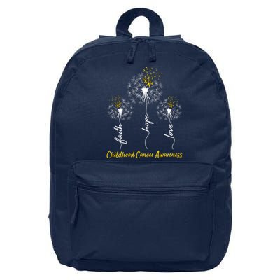 Childhood Cancer Awareness Faith Love Hope Dandelions Yellow Ribbons 16 in Basic Backpack