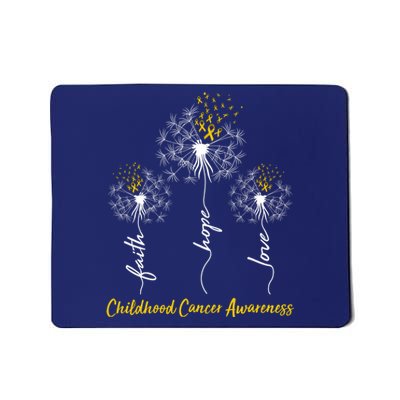 Childhood Cancer Awareness Faith Love Hope Dandelions Yellow Ribbons Mousepad