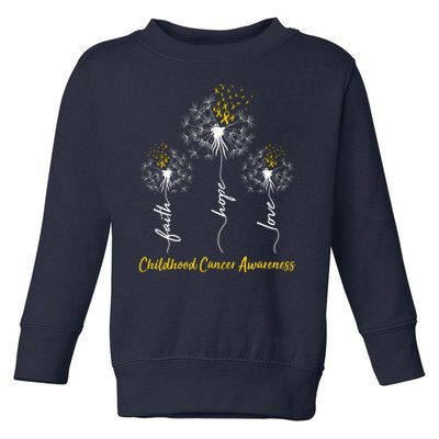 Childhood Cancer Awareness Faith Love Hope Dandelions Yellow Ribbons Toddler Sweatshirt