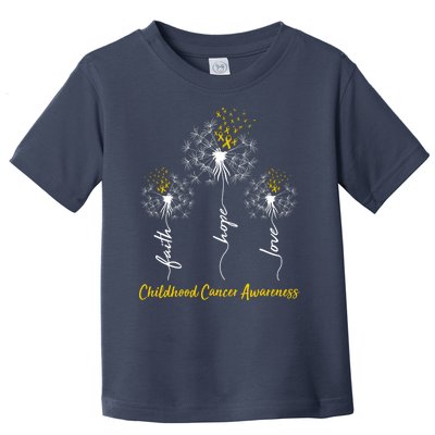 Childhood Cancer Awareness Faith Love Hope Dandelions Yellow Ribbons Toddler T-Shirt