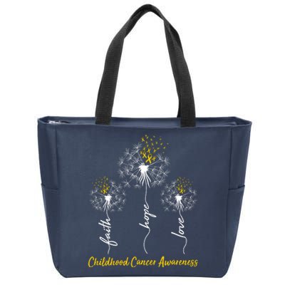 Childhood Cancer Awareness Faith Love Hope Dandelions Yellow Ribbons Zip Tote Bag