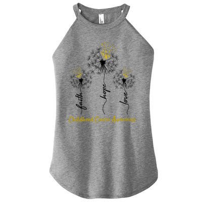 Childhood Cancer Awareness Faith Love Hope Dandelions Yellow Ribbons Women's Perfect Tri Rocker Tank