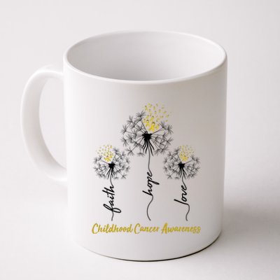 Childhood Cancer Awareness Faith Love Hope Dandelions Yellow Ribbons Coffee Mug