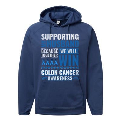 Colon Cancer Awareness Colonoscopy Support Husband Gift Funny Gift Performance Fleece Hoodie